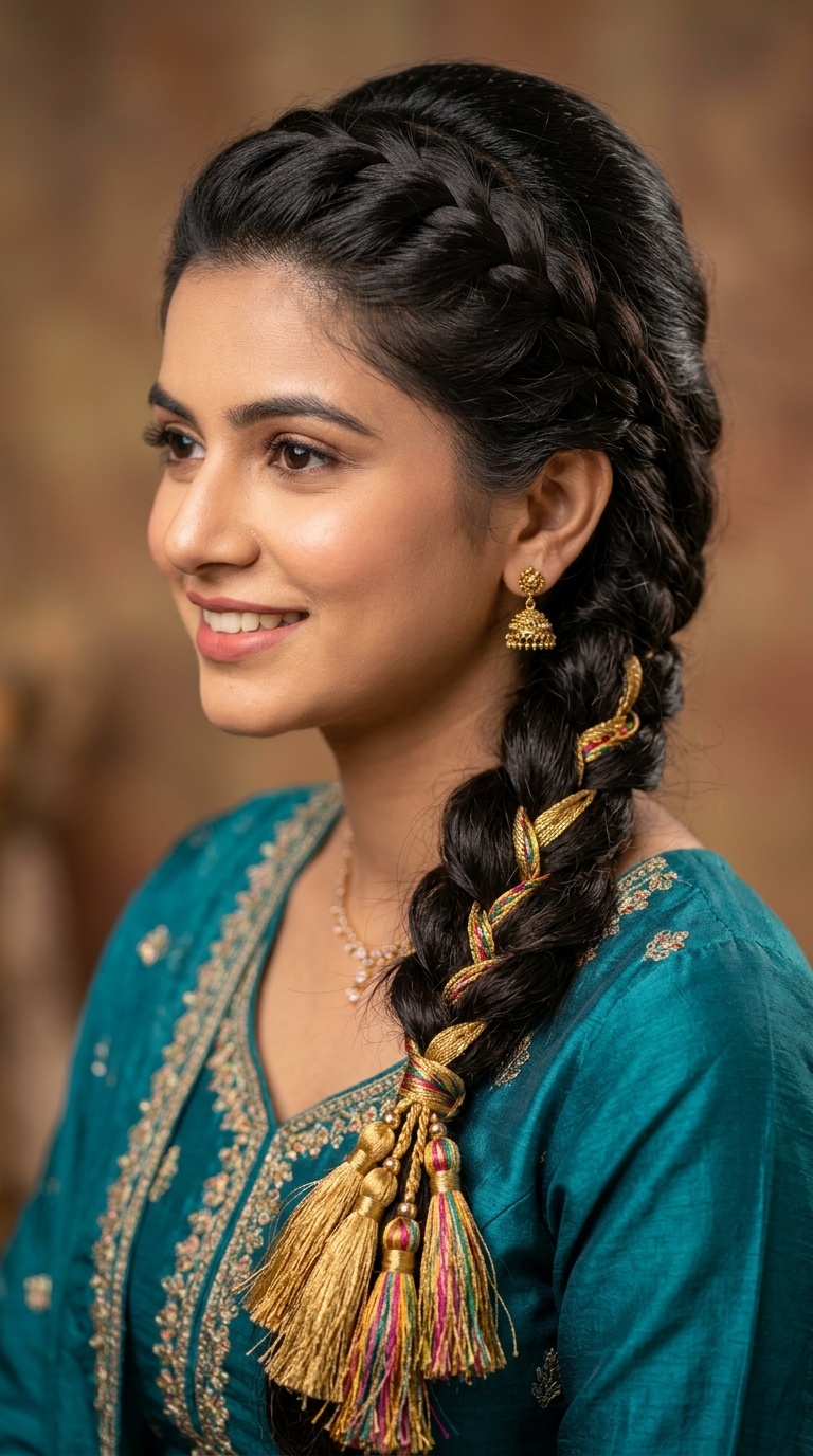 Voluminous French Braid with Parandi