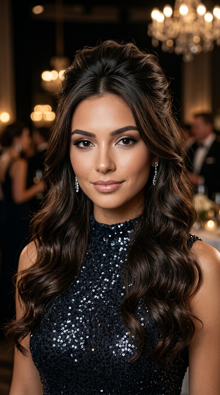 Voluminous Half-Up Glam