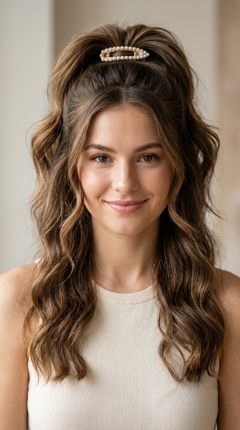 Voluminous Half-Up with a Clip