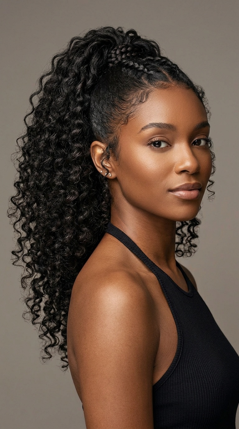 Voluminous High Pony with Curls
