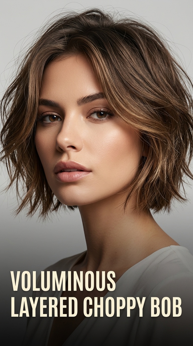 Voluminous Layered Choppy Bob
