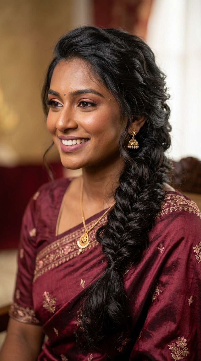 Voluminous Messy Side Braid