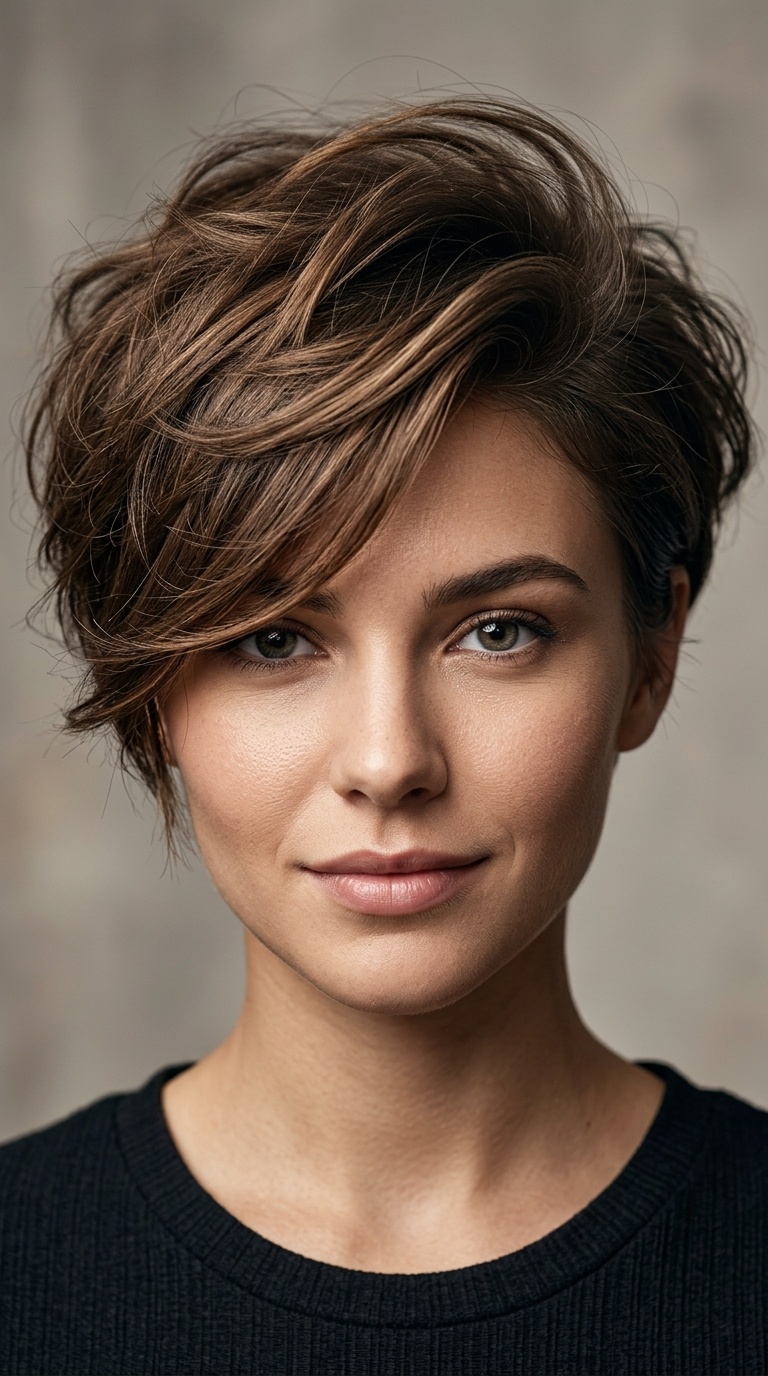 Voluminous Pixie with Side Fringe