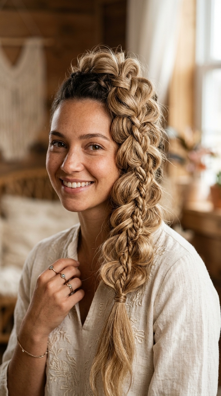 Voluminous Puffed Mohawk Braid