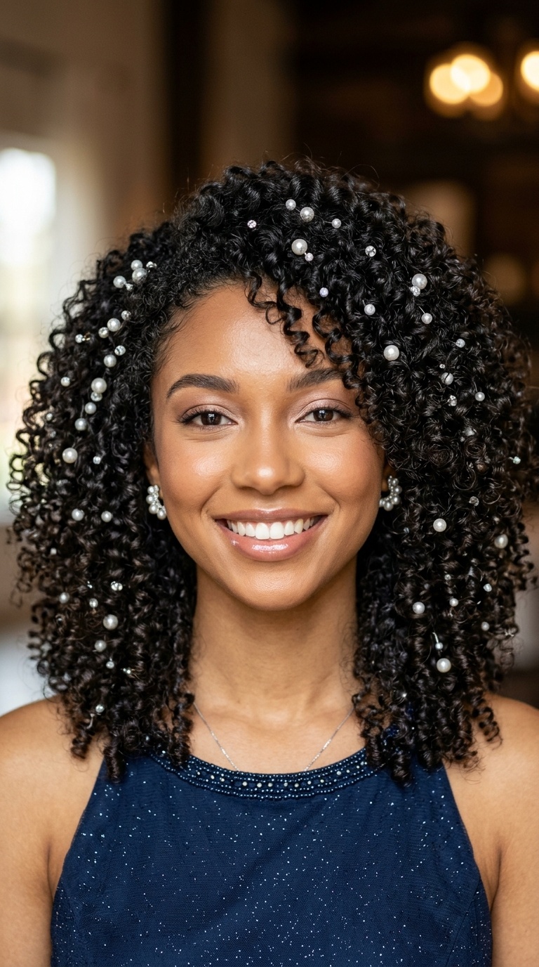 Voluminous Ringlets with Pearl Accents
