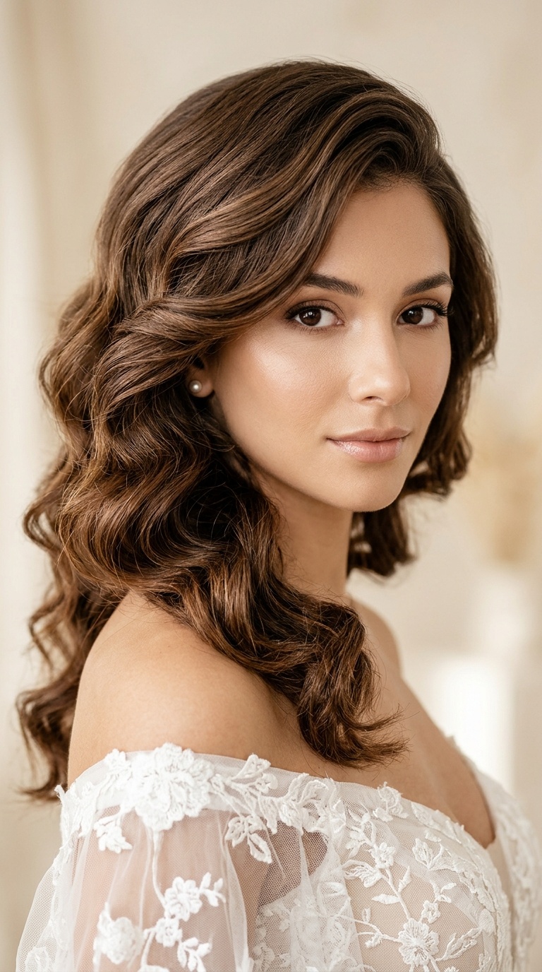 Voluminous Side-Swept Curls