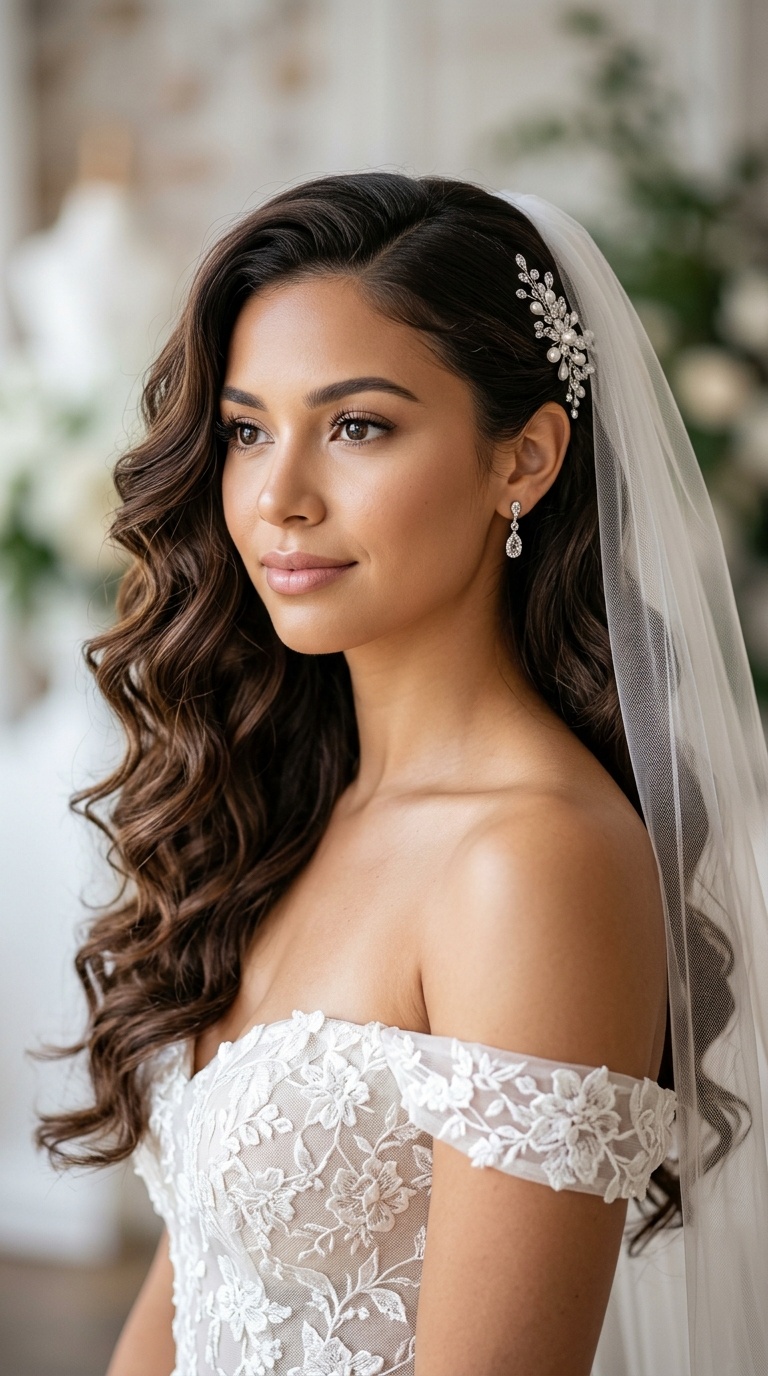 Voluminous Side-Swept Curls