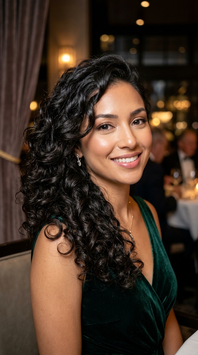 Voluminous Side-Swept Curls