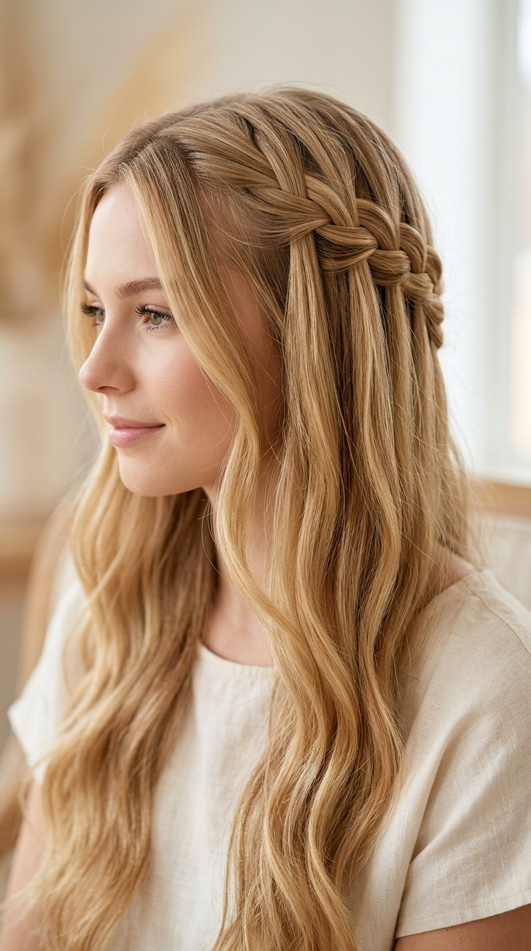 Waterfall Braid for Long Hair