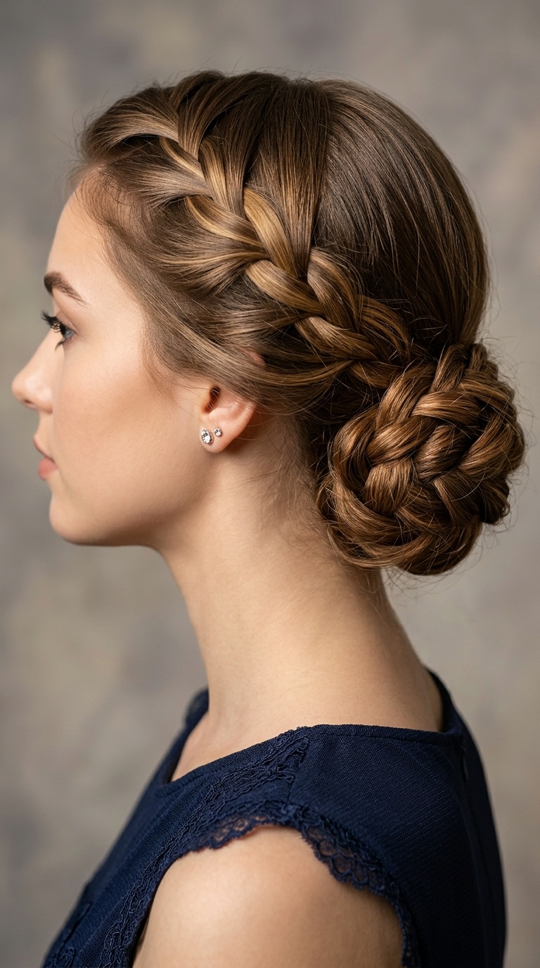 Waterfall Braid into a Bun