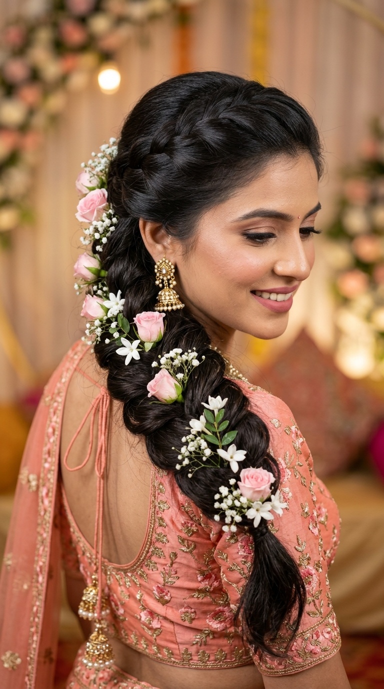 Waterfall Braid with Cascading Petals