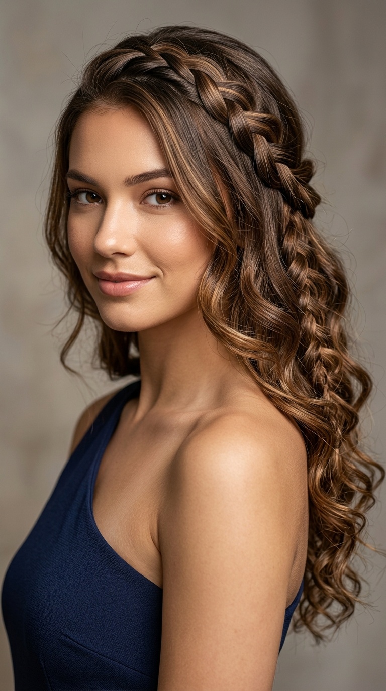 Waterfall Braid with Curls