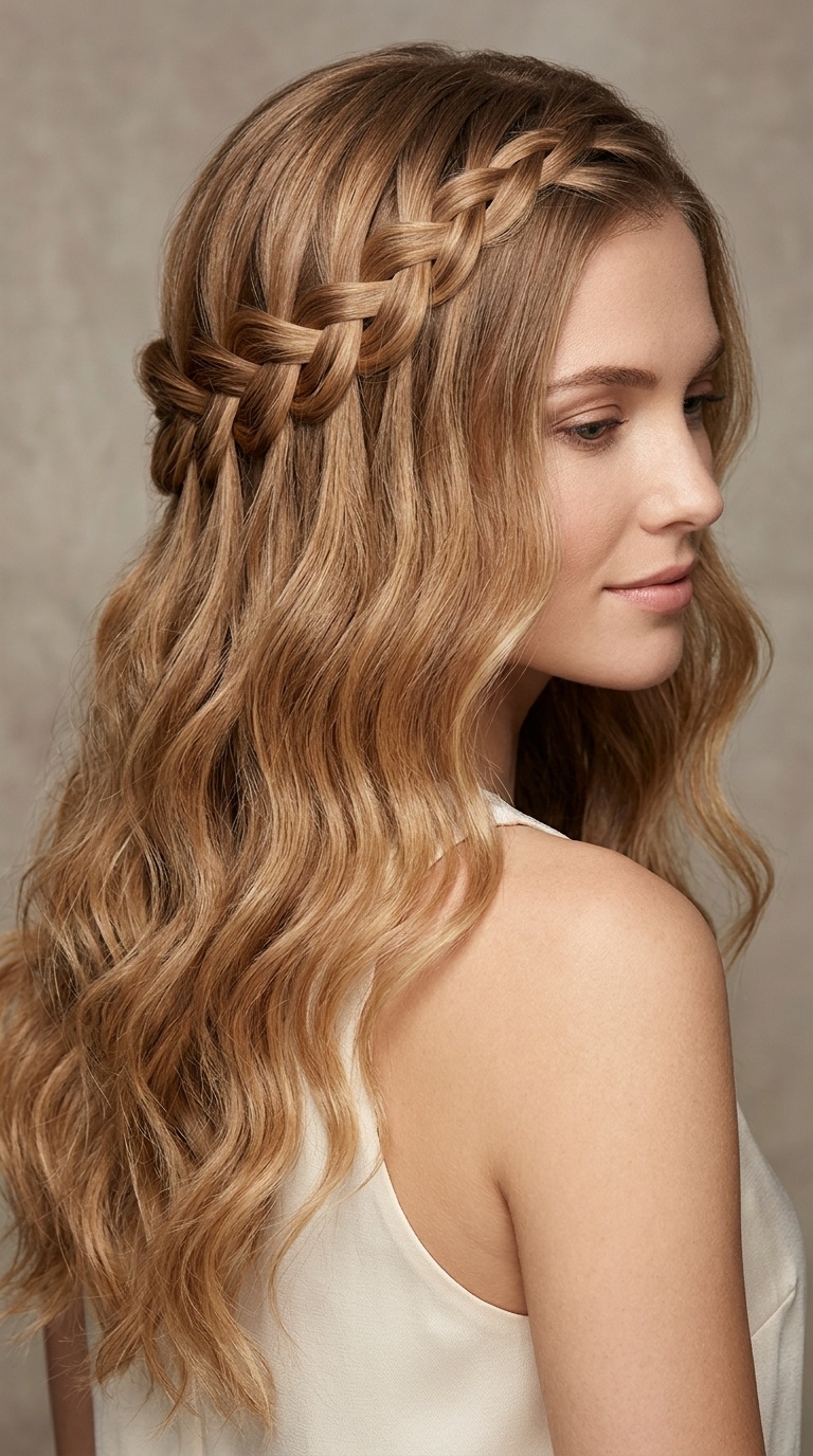 Waterfall Braid with Loose Waves