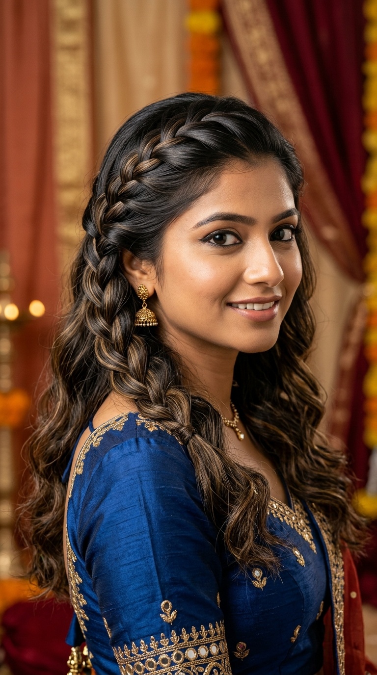Waterfall Braid with Loose Waves