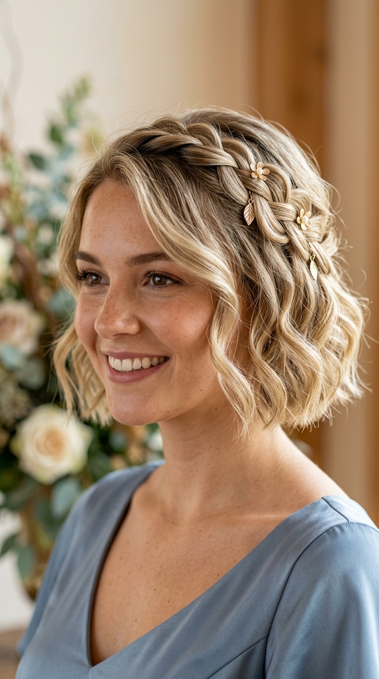 Waterfall Braid with Pin Accents