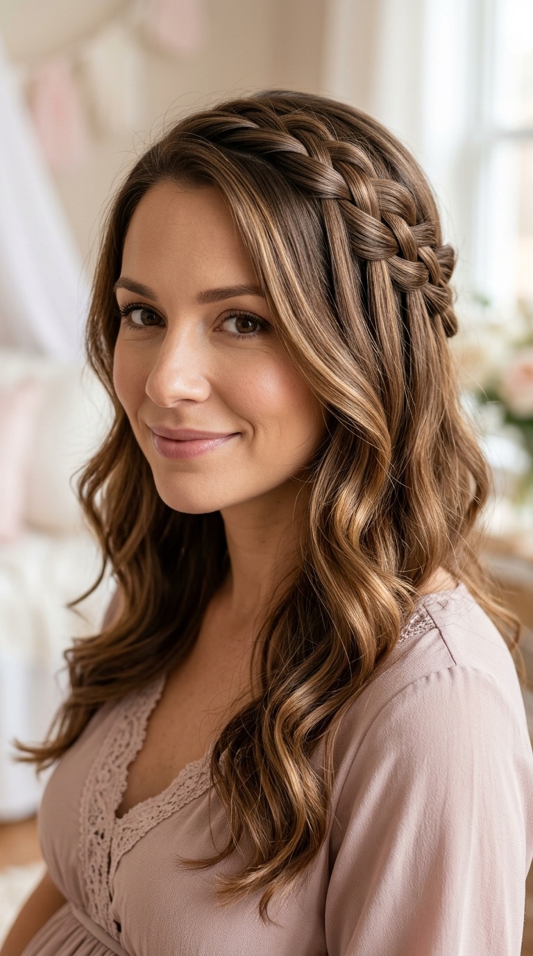 Waterfall Braid with Soft Curls