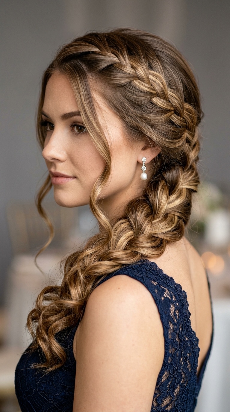 Waterfall Braid with Soft Curls