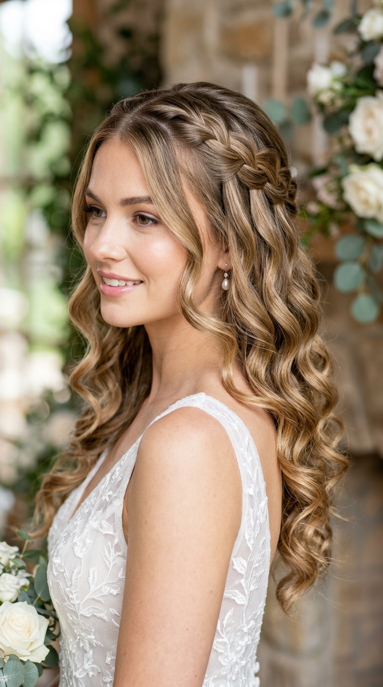Waterfall Braid with Spiral Curls