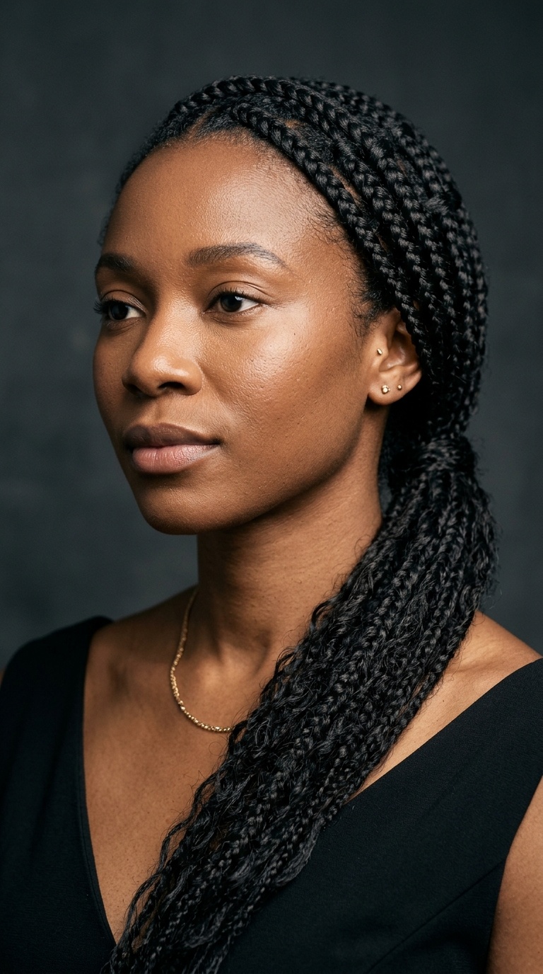 Waterfall Braids into a Low Pony