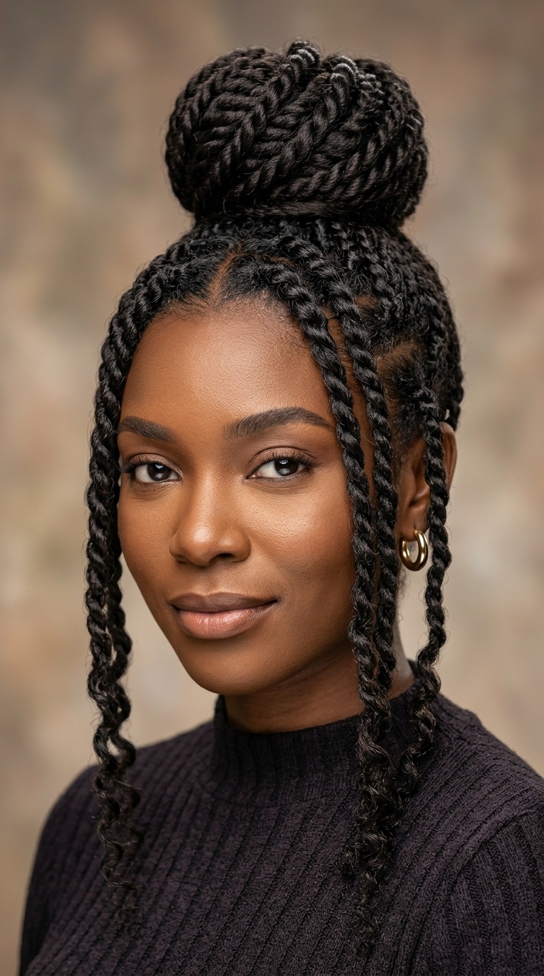 Waterfall Twists with High Bun