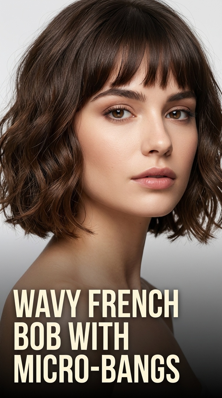 Wavy French Bob with Micro-Bangs