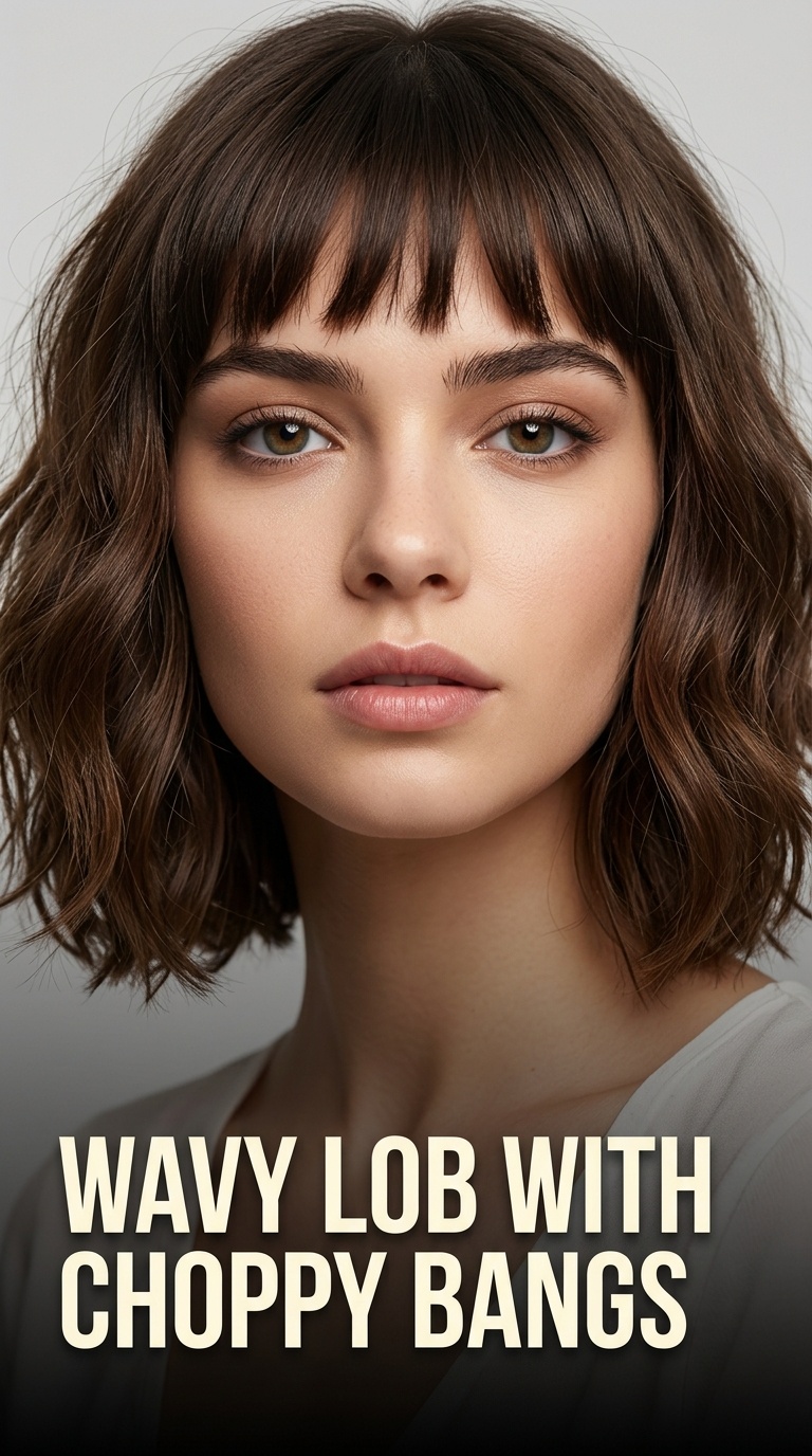 Wavy Lob with Choppy Bangs