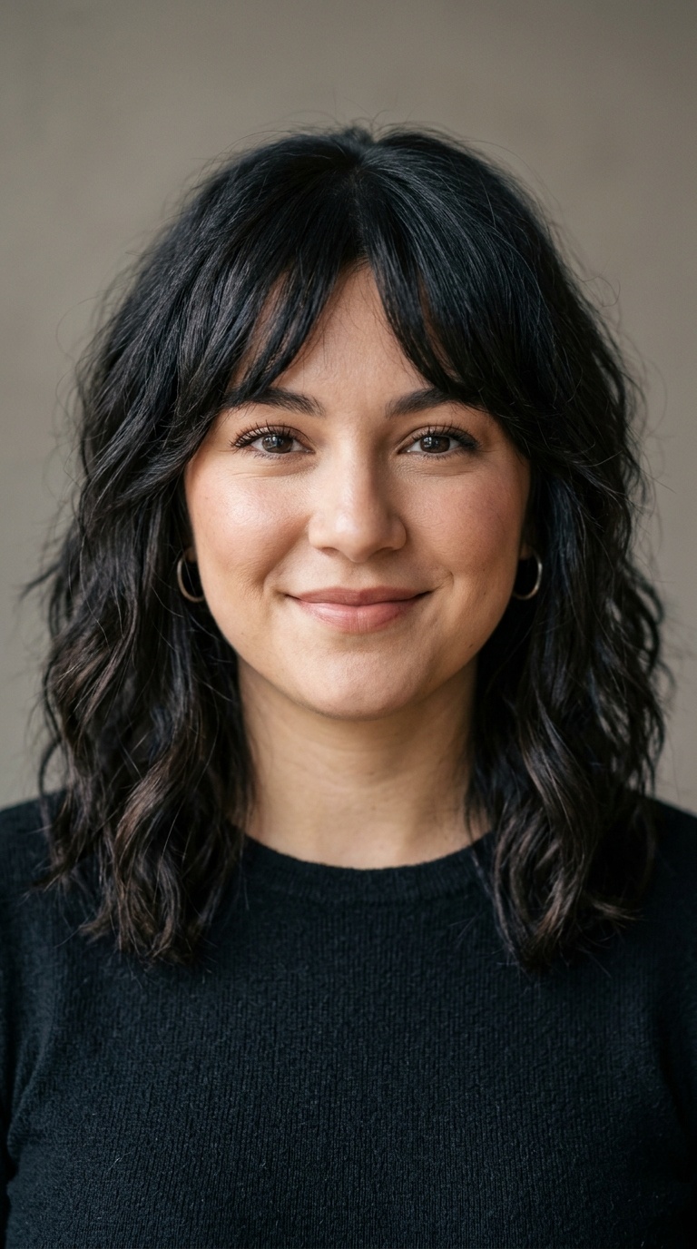 Wavy Lob with Face-Framing Fringe