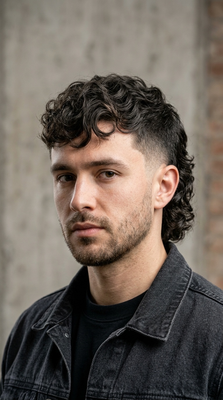 Wavy Mullet with Temple Taper