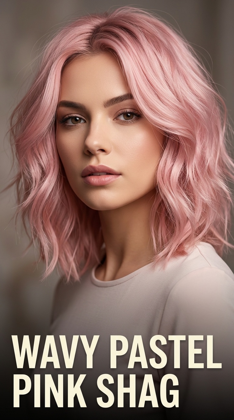 Wavy Pastel Pink Shag