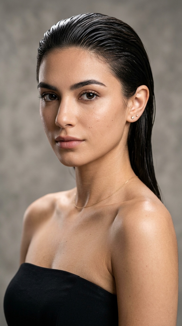 Wet-Look Slicked Back