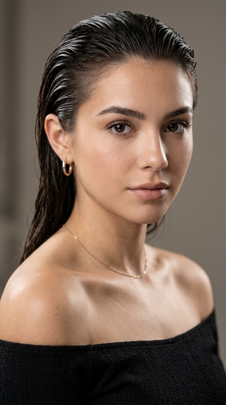 Wet Look Slicked Back