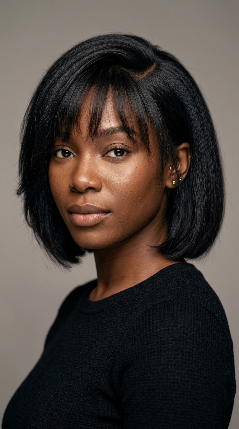 Wispy Bangs with a Deep Side Part
