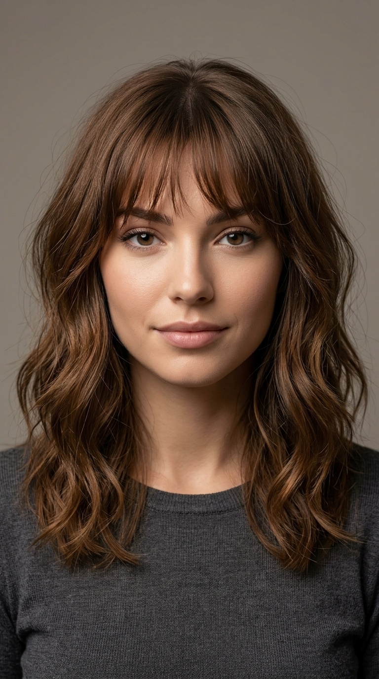 Wispy Bangs with Mid-Length Waves