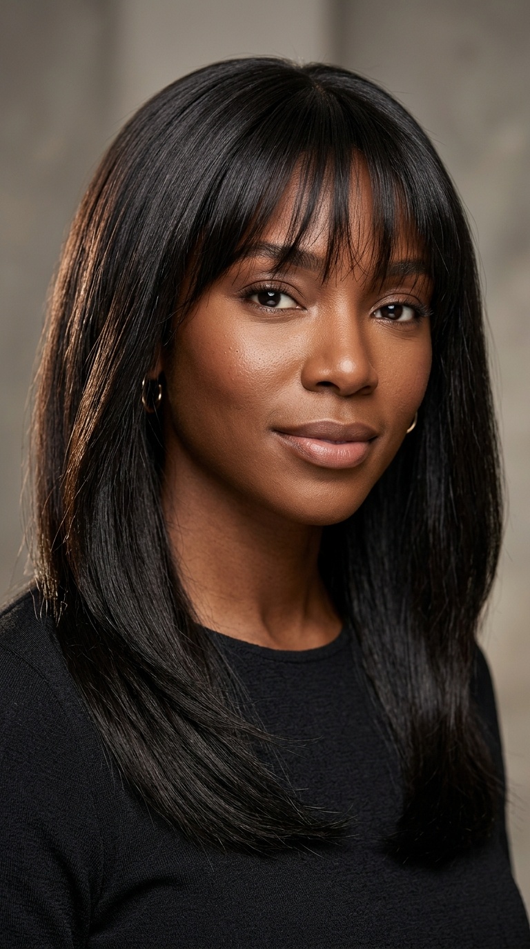 Wispy Bangs with Sleek Lengths