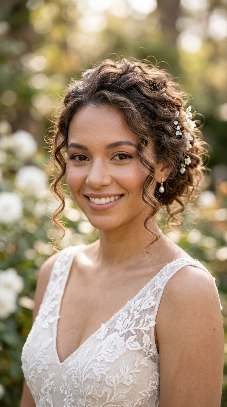 Wispy Chignon with Curly Face-Framing
