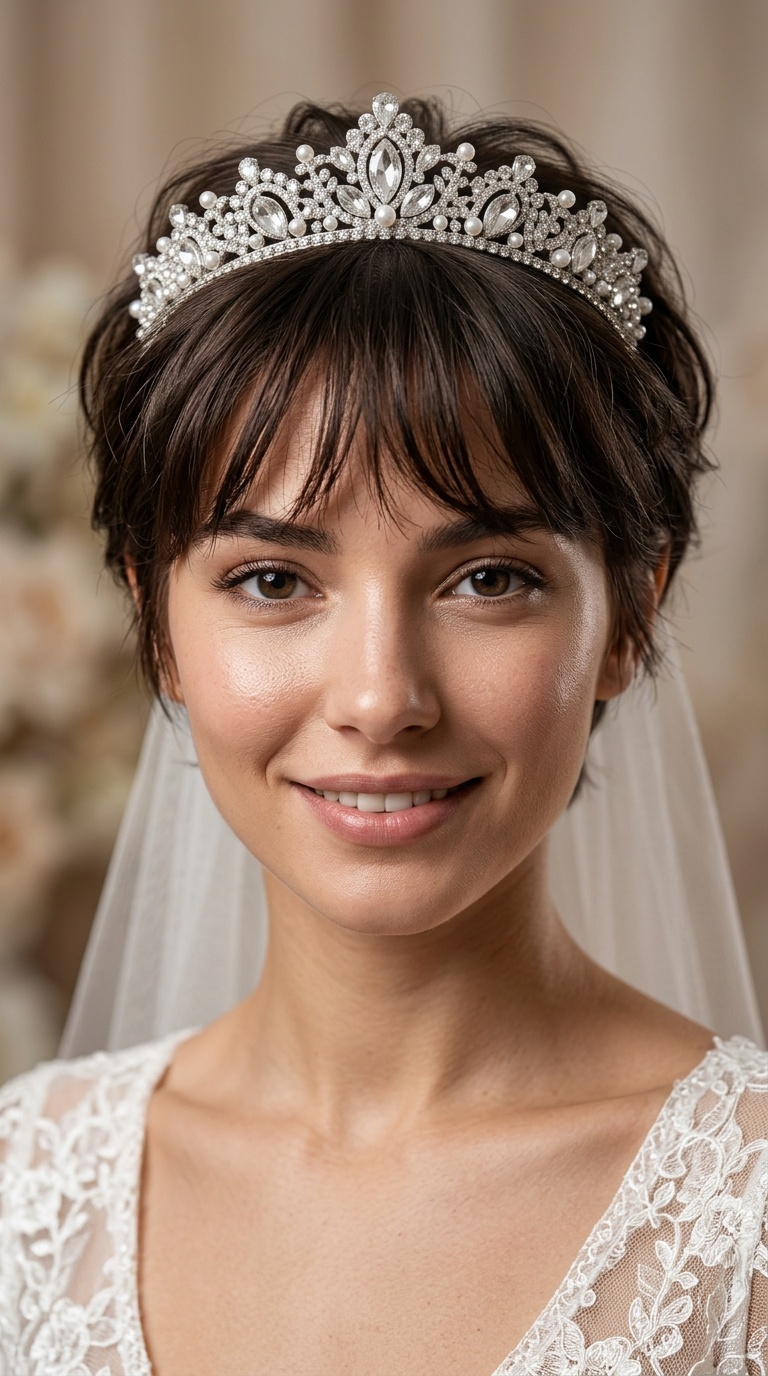 Wispy Fringe with a Statement Tiara