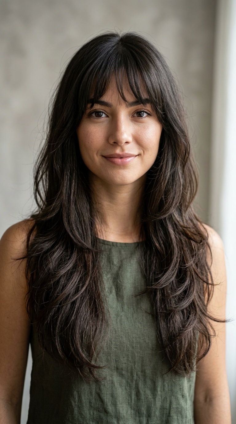 Wispy Fringe with Waterfall Layers