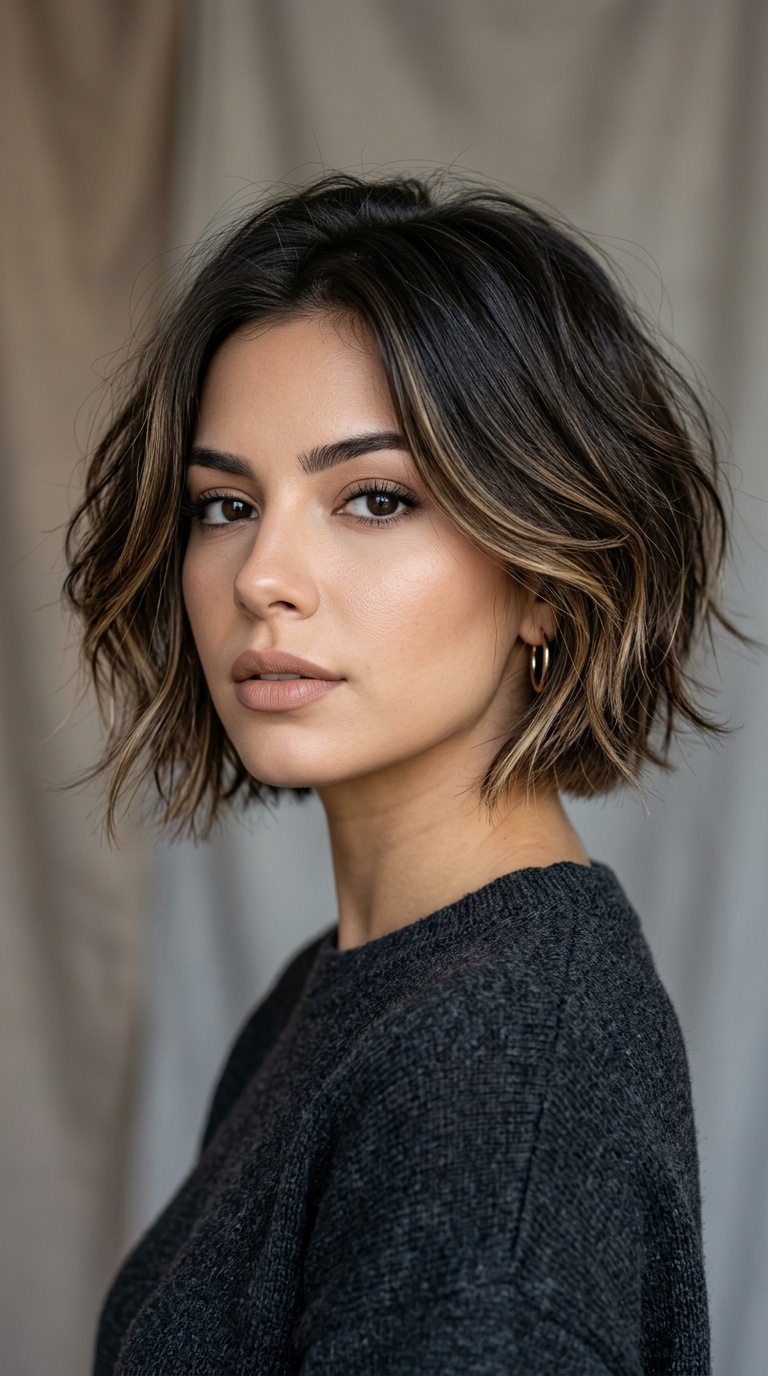 Wispy Layered Bob with Nape Undercut