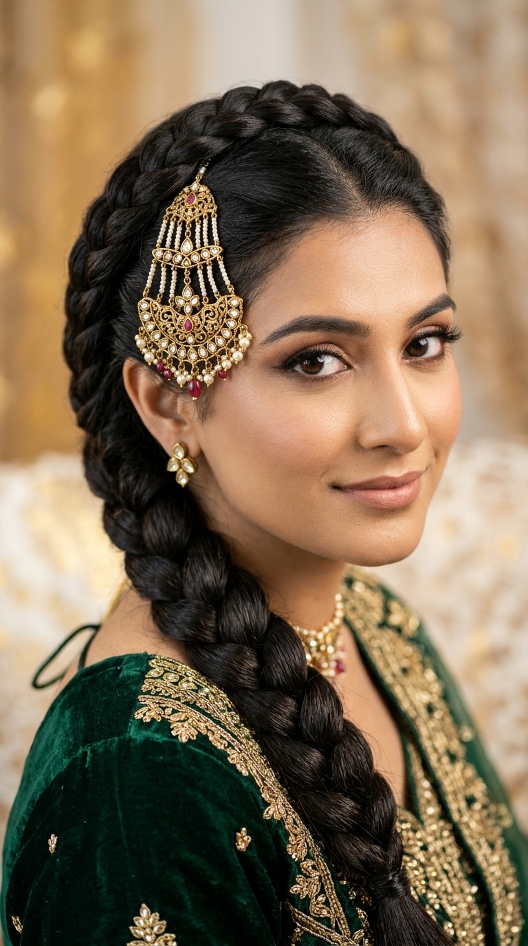 Wraparound Braid with Intricate Jauhar Passa