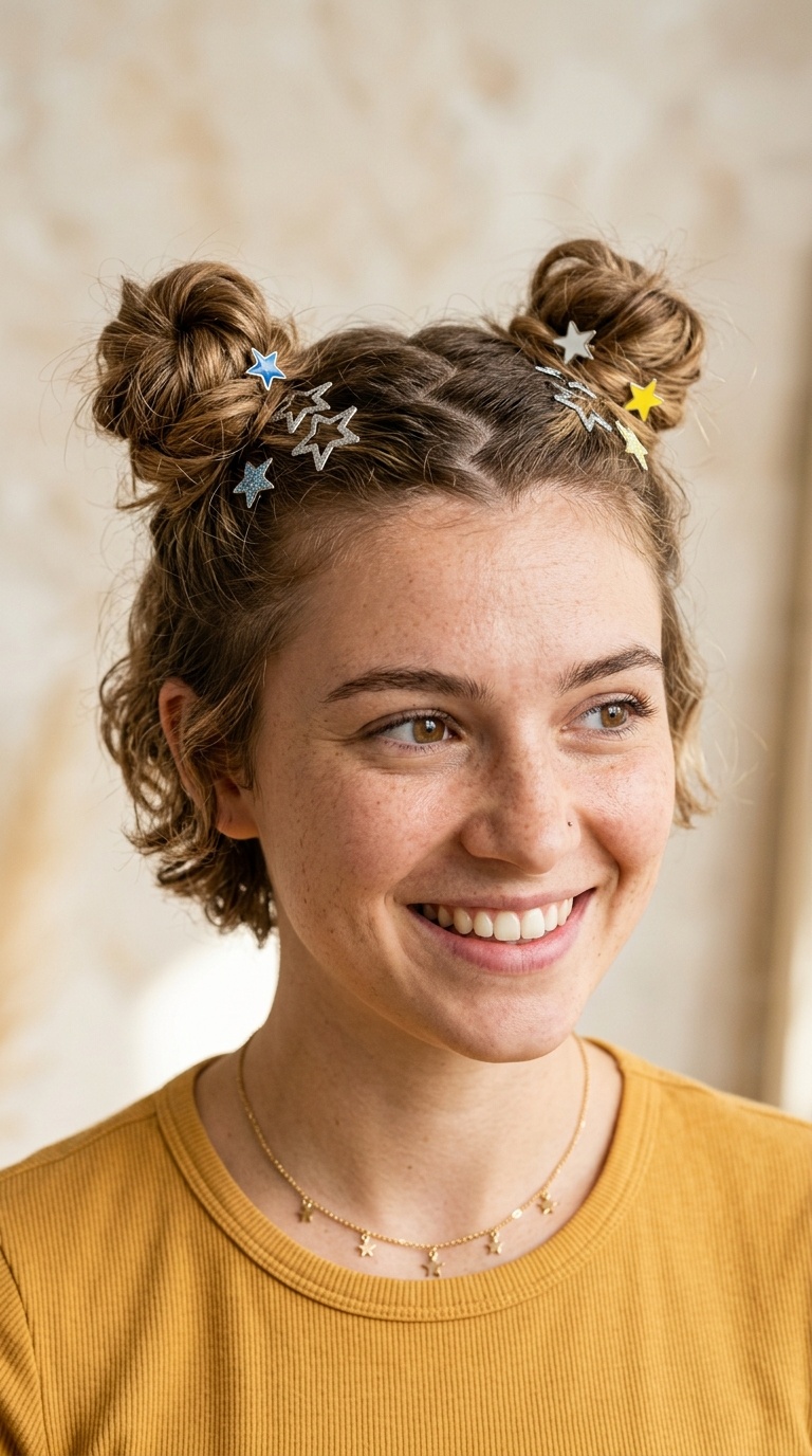 Zig-Zag Part Buns with Star Clips