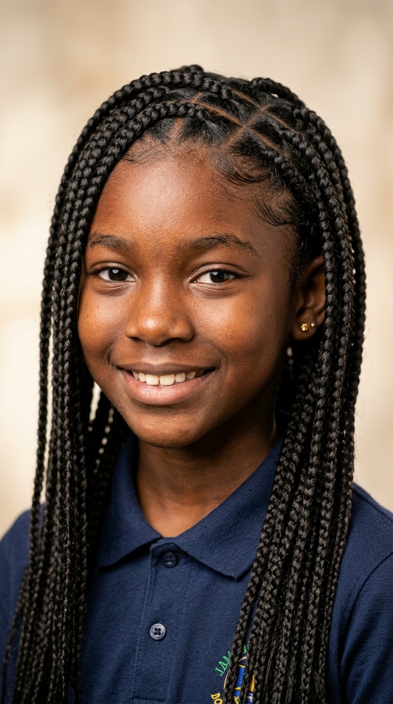 Zig-Zag Parted Box Braids