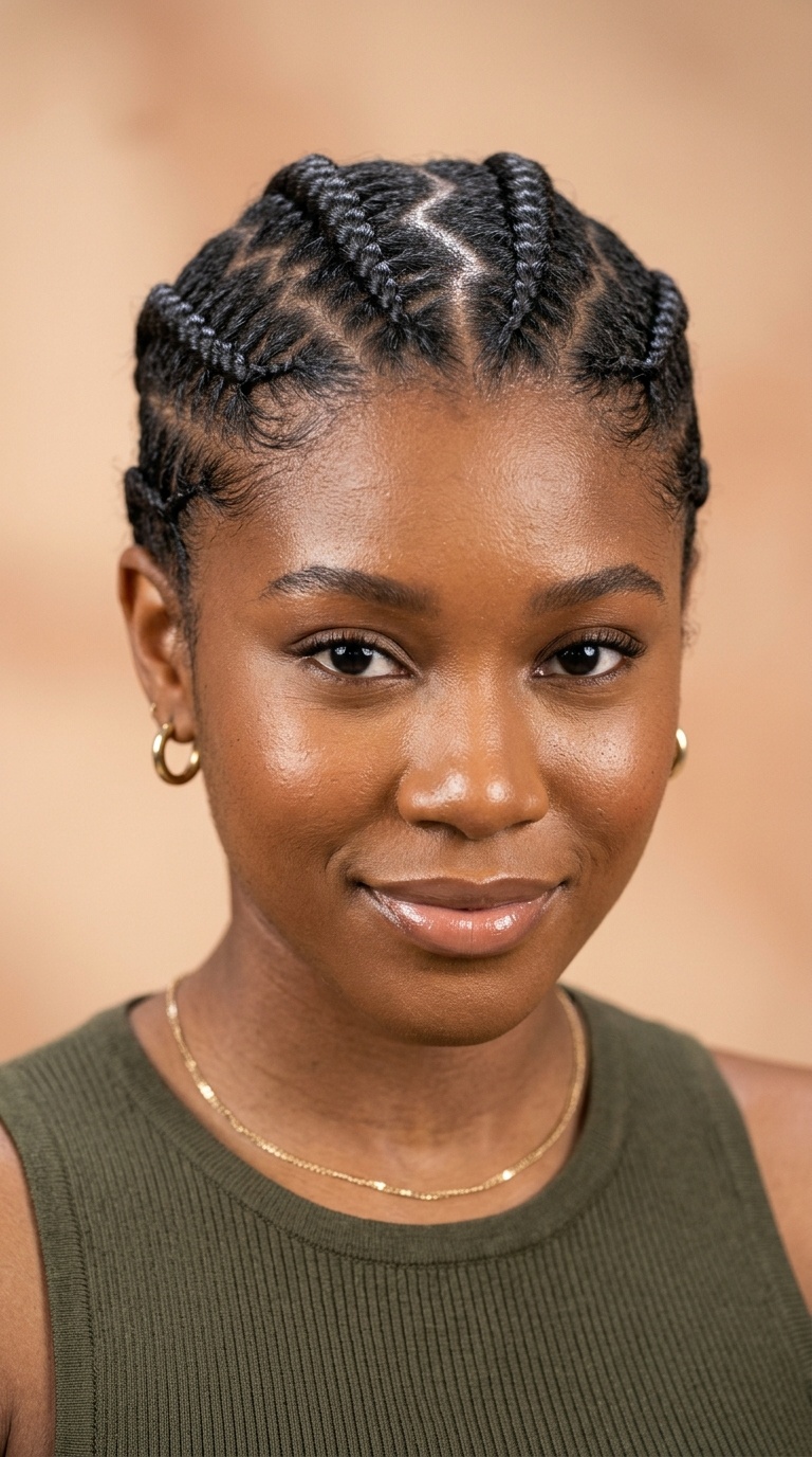 Zig-Zag Parting Cornrows