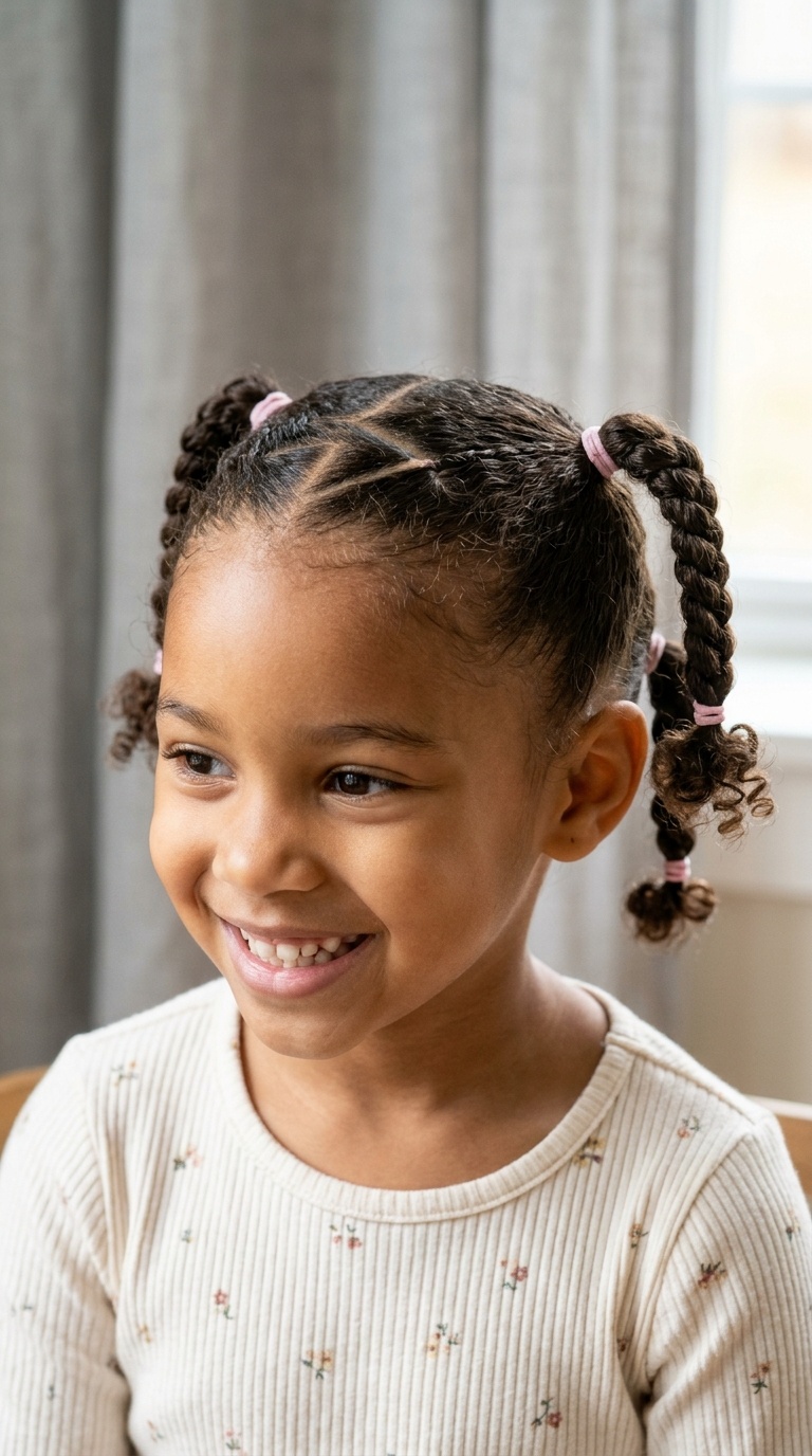Zig-Zag Parting with Mini Pigtails